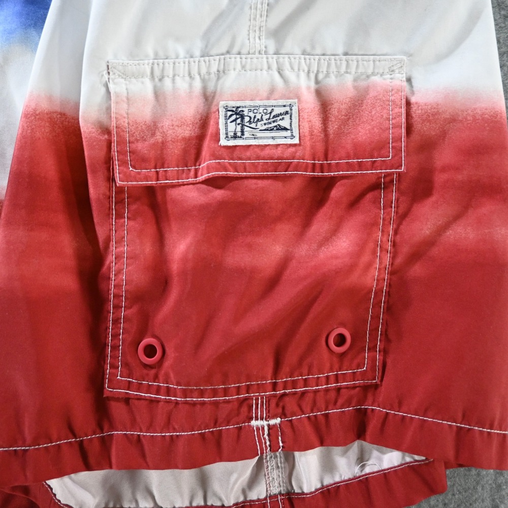 Polo Ralph Lauren Mens Ombre Americana Swim Trunks XXL Red White Blue USA - Picture 9 of 12